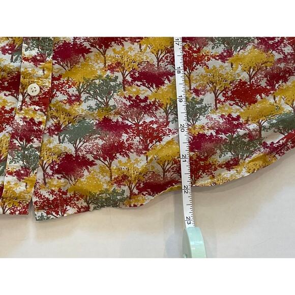 Talbots Cotton Long Sleeve Roll Tab Button Down, Fall, Trees, Autumn, Size SP - Picture 13 of 13